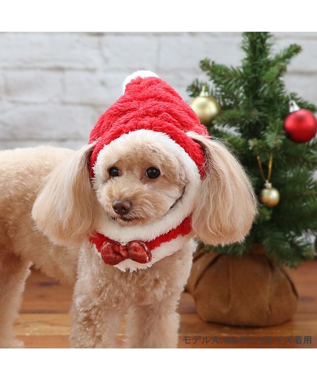 PET PARADISE ペットパラダイス クリスマス サンタ帽子 《ふわふわチェック柄 》 小型犬 サンタ