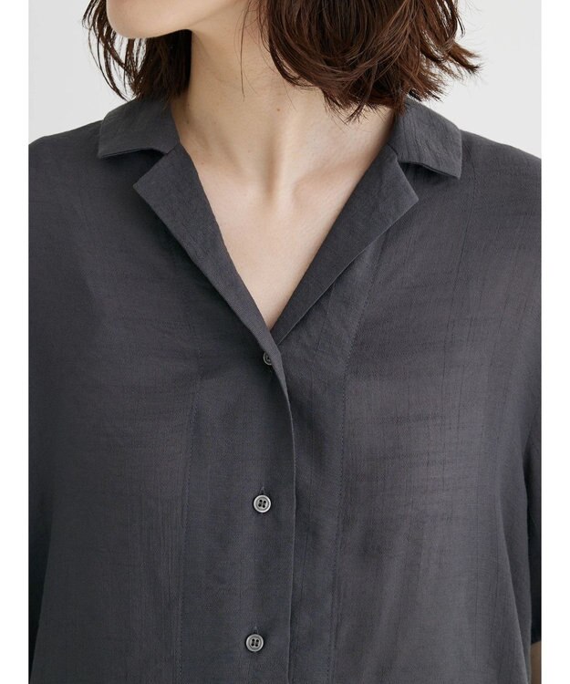 Green Parks ゆったり開襟シャツ Charcoal Gray