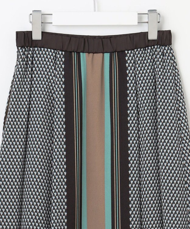 自由区 【洗える】ジオメトリックハートプリント スカート アクア系