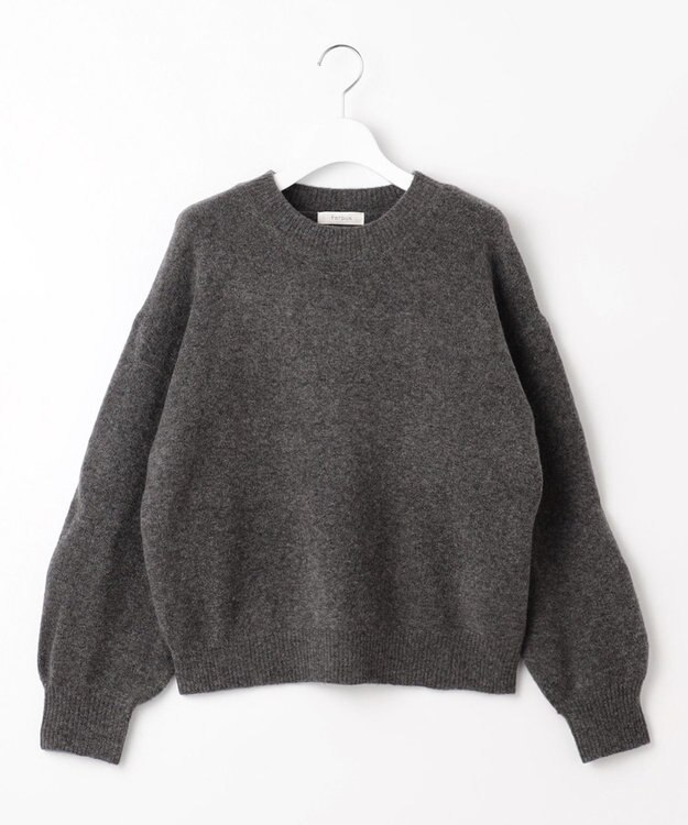 Feroux 【洗える】クルーネックニット プルオーバー グレー系