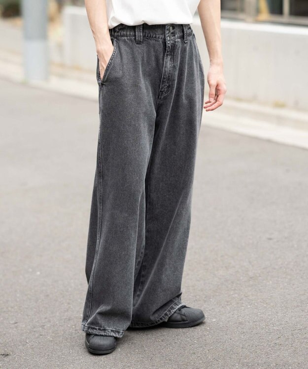 WEGO ローライズバギーフレアデニムパンツ デニムブラックソノタ