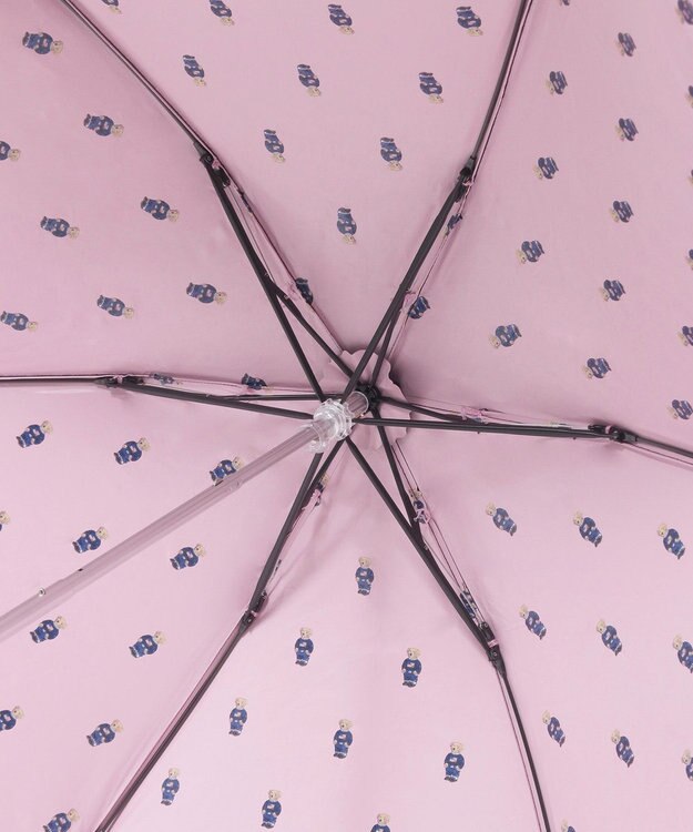 MOONBAT POLO RALPH LAUREN（ポロラルフローレン） 遮光 晴雨兼用 折りたたみ日傘 裏カラー PORO BEAR ポロベア ネイビー×ピンク＆ベアＰｔ