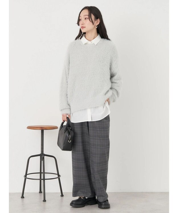 earth music&ecology ゆるモヘアライクレースニット Light Gray