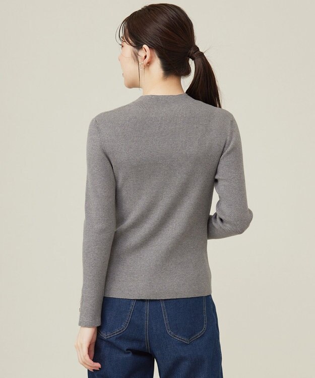 ANY SIS 【洗える】リブインナー ニット ライトグレー