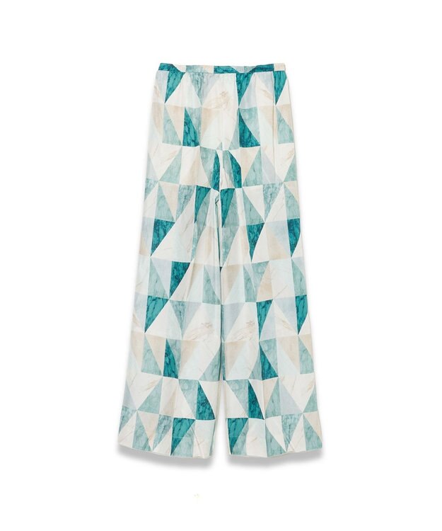 JOSEPH マーブルプリント　シルクトラウザーズ Lagoon combo