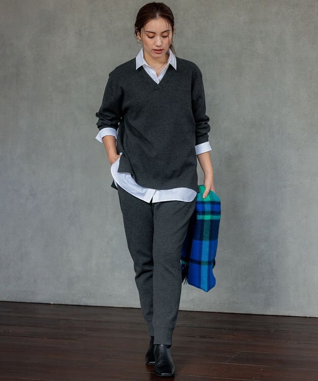 23区 L 【Lサイズ限定】ヴィスコースストレッチ ジョグ パンツ グレー系