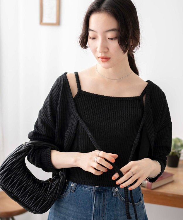 WEGO アンサンブルリボンカーデ ブラック