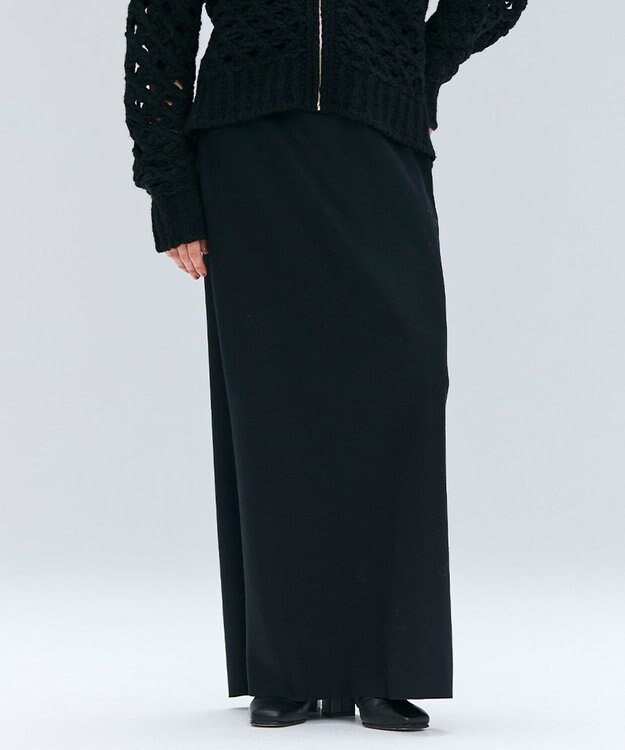 BEIGE， 【VERY NaVY12月号掲載】MONTAIGNE / イージーウエストウールロングスカート Black