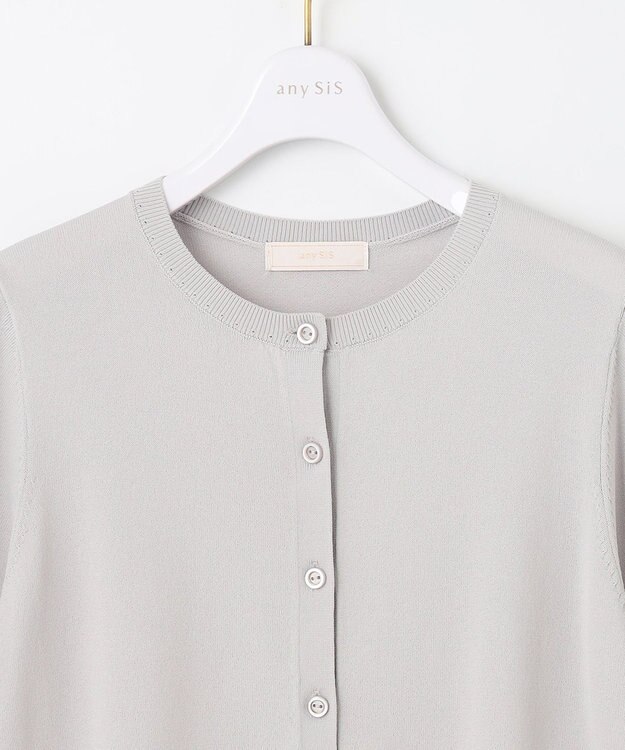 ANY SIS 【洗える】ハーフスリーブ カーディガン アイスグレー