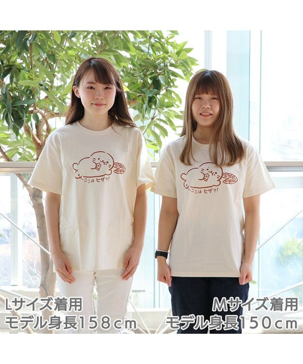 Mother garden 【ネット店限定】しろたん Tシャツ 半袖  《ここはヒザ?!柄》 オフホワイト色　S/M/L/XL レディース メンズ ユニセックス 男女兼用  コットン 綿  あざらし アザラシ かわいい キャラクター 半袖Ｔシャツ マザーガーデン  父の日ギフト 白~オフホワイト