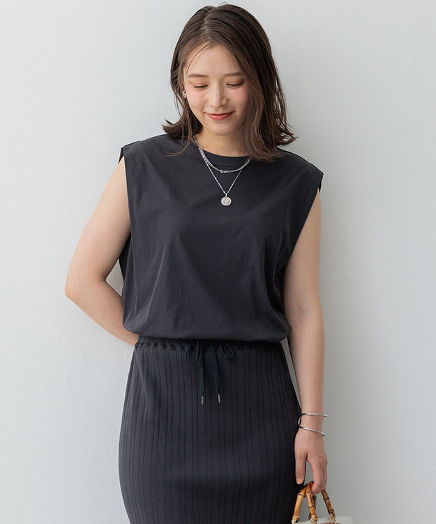 23区 S 【SLOW/一部店舗限定】シアーツイストシングルジャージー ノースリーブ カットソー グレー系