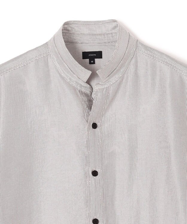 JOSEPH HOMME ストレッチマイヤー　ウイングカラー半袖シャツ ライトグレー系