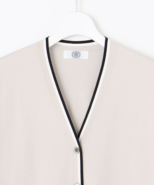J.PRESS LADIES L 【洗える】RAYON STRETCH PLAIN Vネック カーディガン ライトグレー系