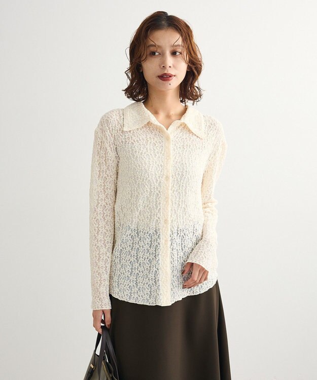 Green Parks カットレースシャツプルオーバー Ivory