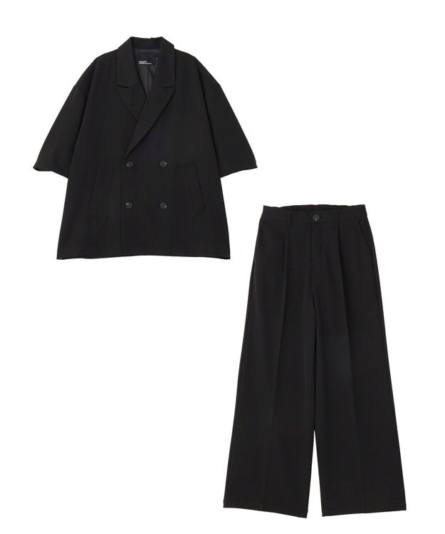 CRAFT STANDARD BOUTIQUE 半袖ダブルテーラードセットアップ Black