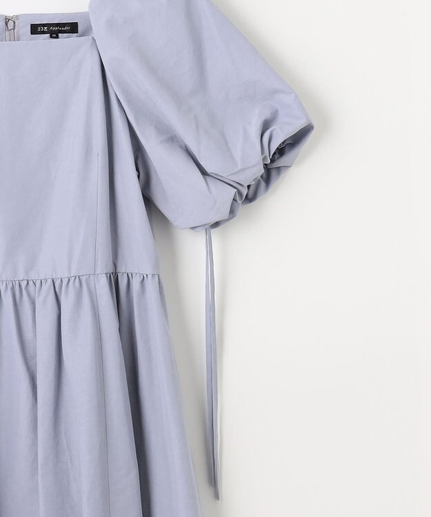 23区 【APPLAUDIR】スクエアネックタフタ ドレス サックスブルー系