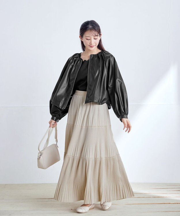 Tiaclasse 【洗える】【ふわもち美すふれ】スカラップカットソー ブラック