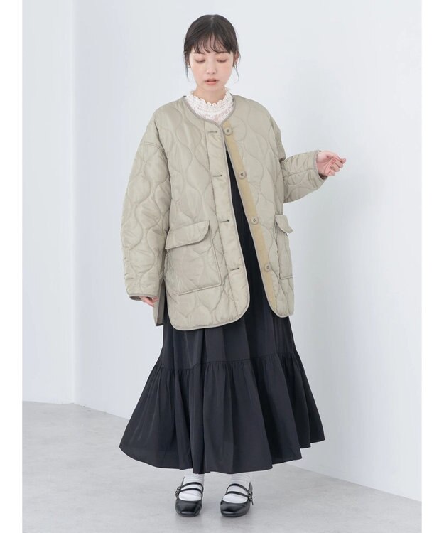 earth music&ecology キルティングハーフブルゾン Khaki