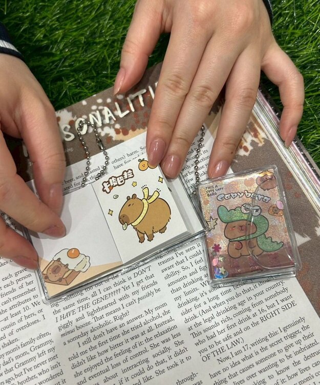 WEGO ボールチェーン付きカピバラステッカーメモ 柄2