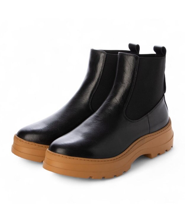 MODE ET JACOMO <carino>厚底サイドゴアブーツ ブラックコンビ