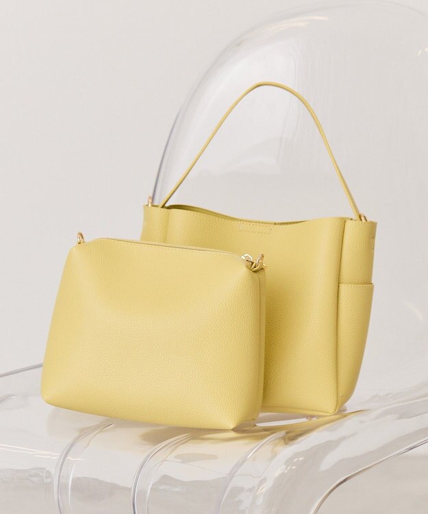AMERICAN HOLIC 【2点セット】2WAYワンハンドルミニトート+ポーチ Light Yellow