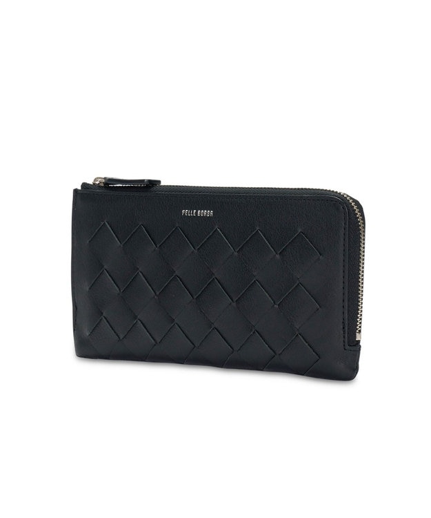 PELLE BORSA メッシュL字ファスナーコンパクト長財布 Chrono Weave クロノウィーブ 5843 ブラック