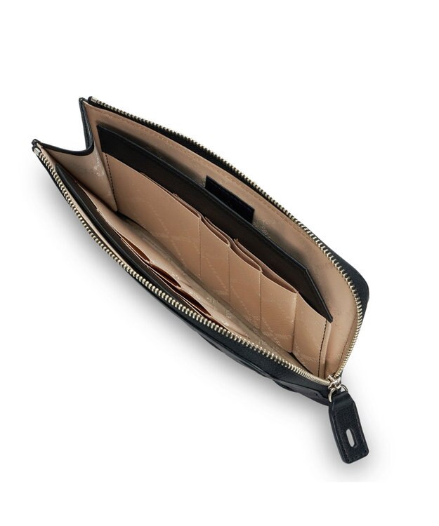 PELLE BORSA メッシュL字ファスナーコンパクト長財布 Chrono Weave クロノウィーブ 5843 ブラック
