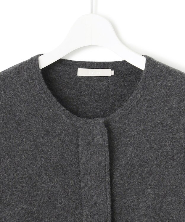 ICB ミルドウール ニットブルゾン チャコール系