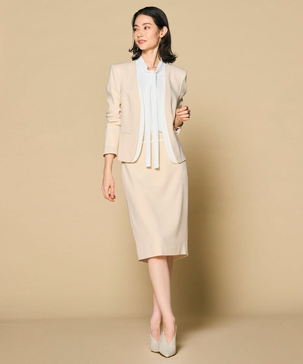 BEIGE， 【洗える】CINDY / タイトスカート Sheer Orange × White