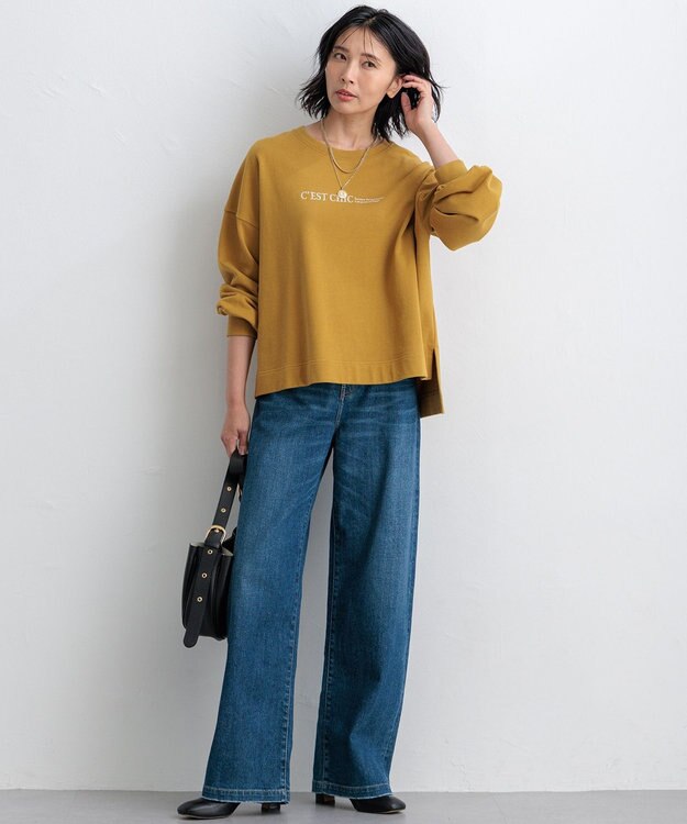 23区 L 【洗える】ライトコットンテリー ロゴ カットソー イエロー系