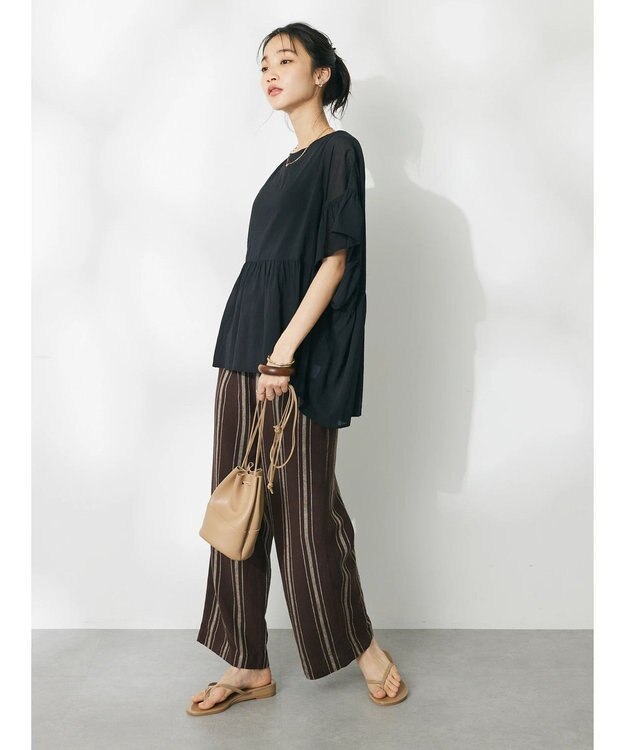 CRAFT STANDARD BOUTIQUE ウ゛ィンテージボイルティアード切替ブラウス Black