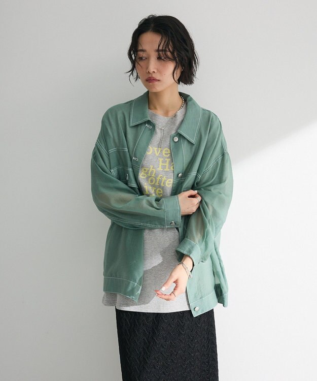 Green Parks ・ＥＬＥＮＣＡＲＥ　ＤＵＥ　カラーステッチシアーＧジャン Green