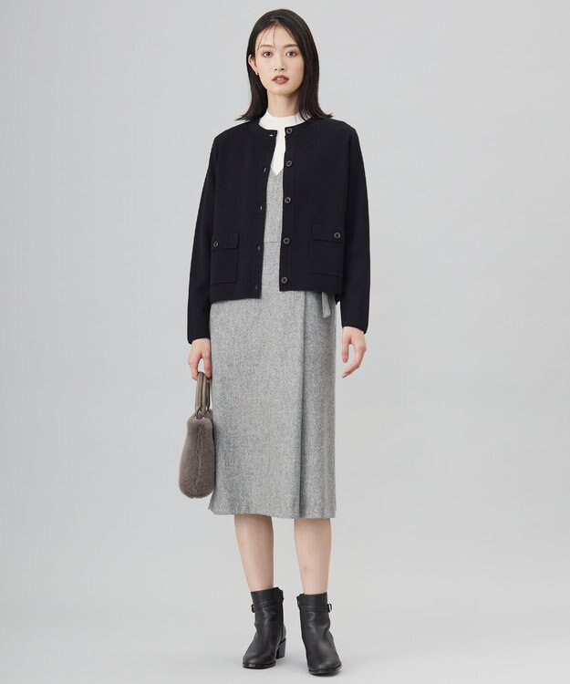 J.PRESS LADIES L 【WEB限定・洗える】WORSTED WOOL クルーネック カーディガン 【WEB限定】ブラック系