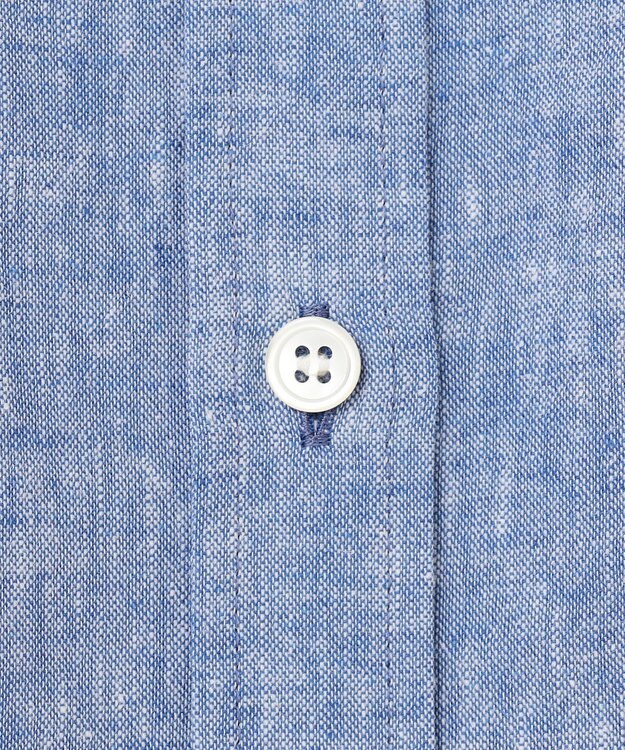 23区 【SLOW/洗える】リネンコットン 半袖クロップドシャツ ブルー系