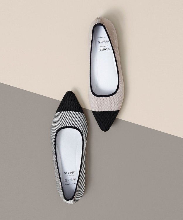 steppi 【洗える/撥水】  バイカラー ポインテッドパンプス ブラック系