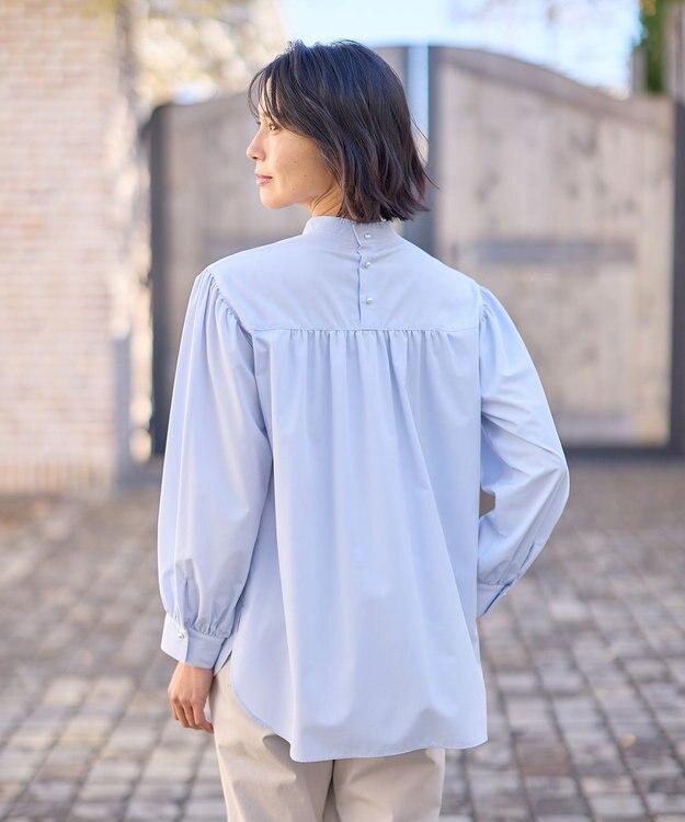 ANY 【UVカット/抗菌防臭/速乾】エニィファンクション スタンドカラーシャツ サックス