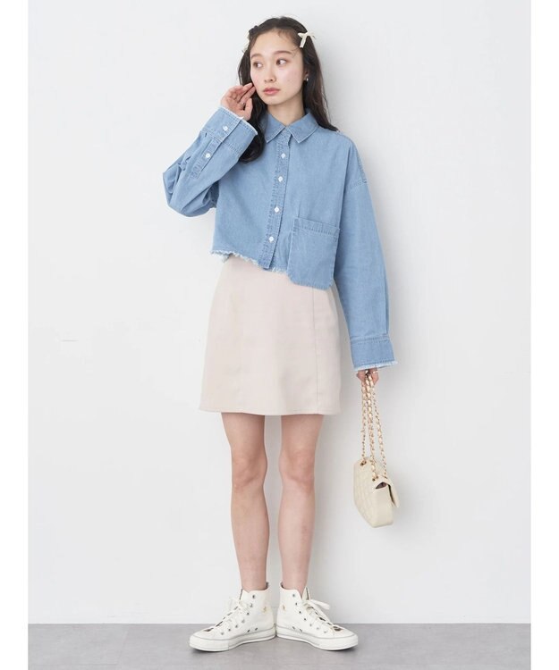 earth music&ecology クロップドポケットポイントシャツ Sax