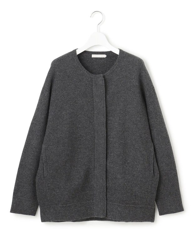 ICB ミルドウール ニットブルゾン チャコール系