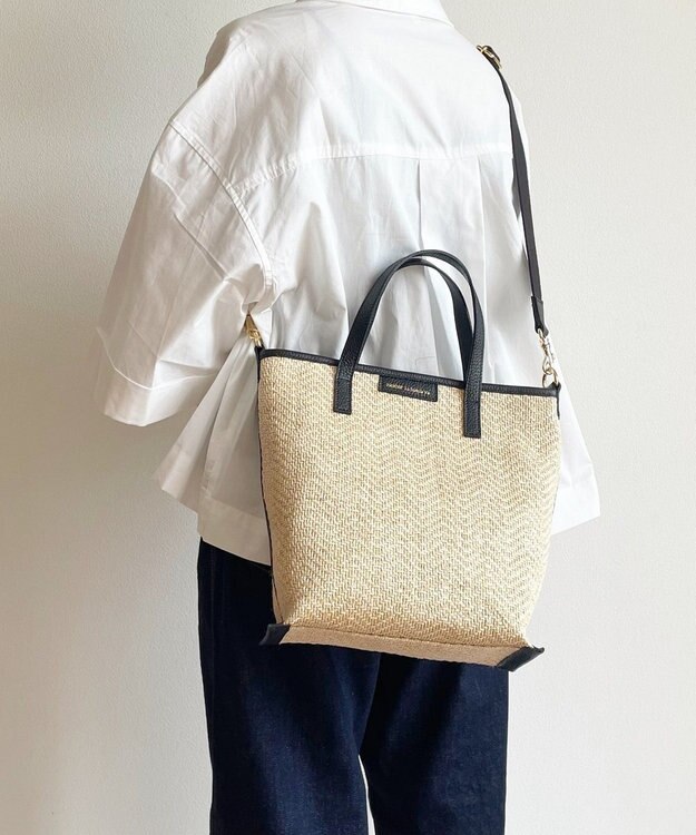 Hekhèr Le Style de Vie 【日本製 / 2WAY】ジュート×牛革 縦型トートバッグ ブラック