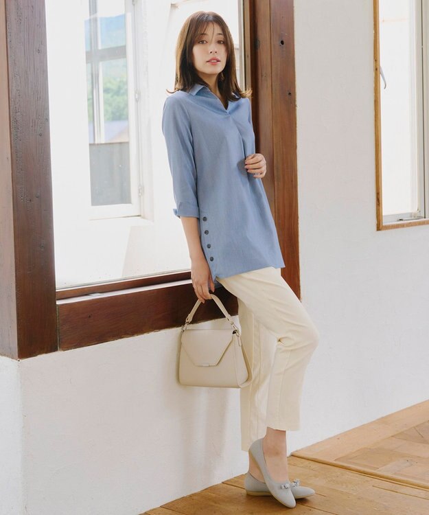 Tiaclasse 【接触冷感・洗える】はき痩せ美脚パンツ オフホワイト