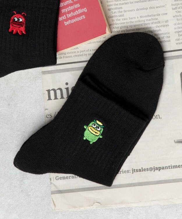 WEGO アニマル刺繍アンクル底パイルソックス 柄14