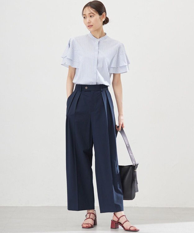 組曲 スーパーライトストレッチ ワイドパンツ ネイビー系