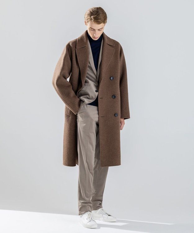 JOSEPH HOMME 【LEON掲載】【新素材】ウールキャメルリバー　ダブルブレストチェスターコート キャメル系