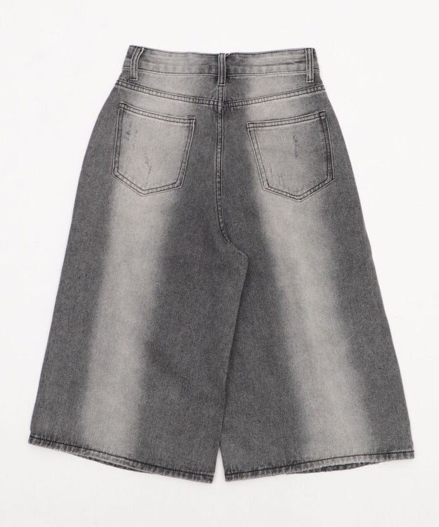 WEGO タイ付きダメージハーフデニムパンツ デニムブラック