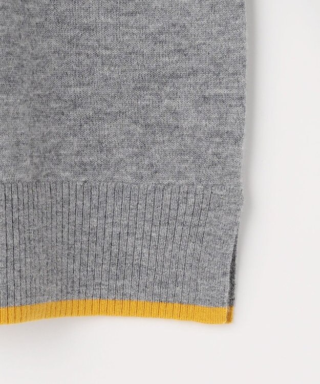 J.PRESS LADIES L SOFT TOUCH WOOL ブロッキング ニット グレー×イエロー系