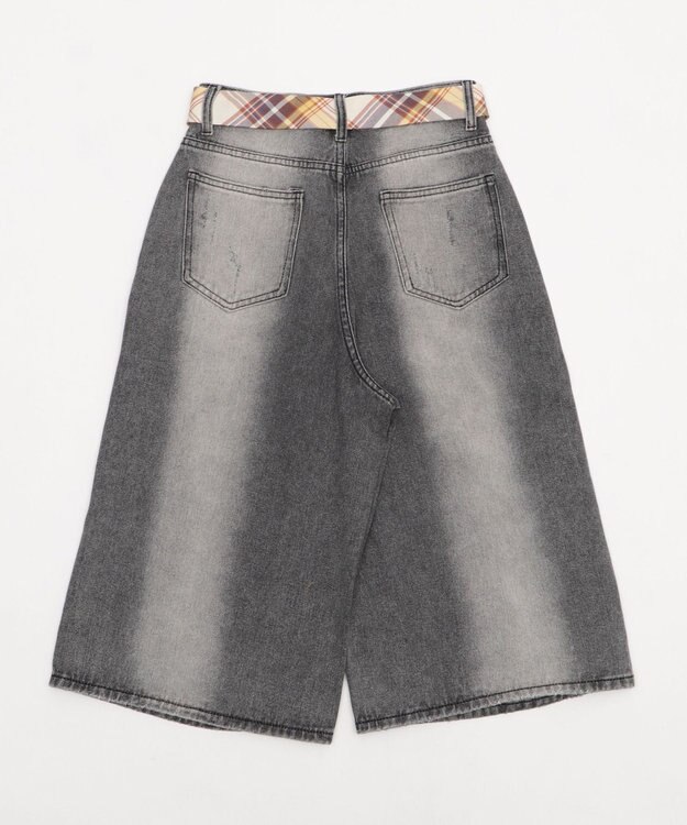 WEGO タイ付きダメージハーフデニムパンツ デニムブラック