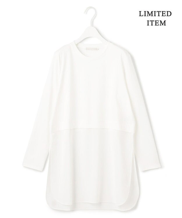 ICB L 【WEB限定・洗える】 シアージャージーコンビ カットソー オフホワイト系