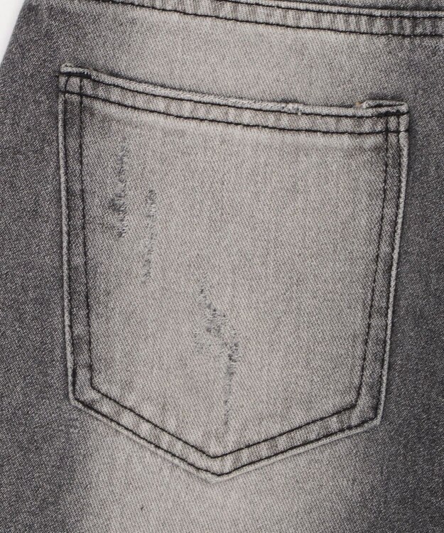 WEGO タイ付きダメージハーフデニムパンツ デニムブラック