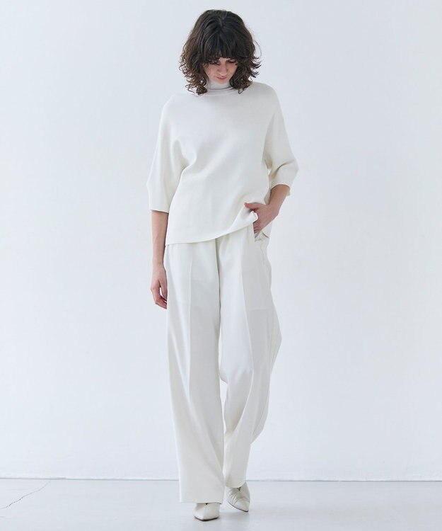 BEIGE， 【洗える】LAURA / 半袖タートルニットトップス Ecru