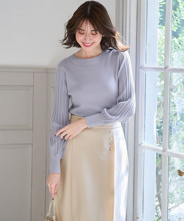 ANY SIS 【洗える】冬のシャルマン パフスリーブ ニット ラベンダー